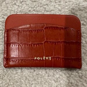 Authentic Polene Brown Croc-Embossed Card Holder